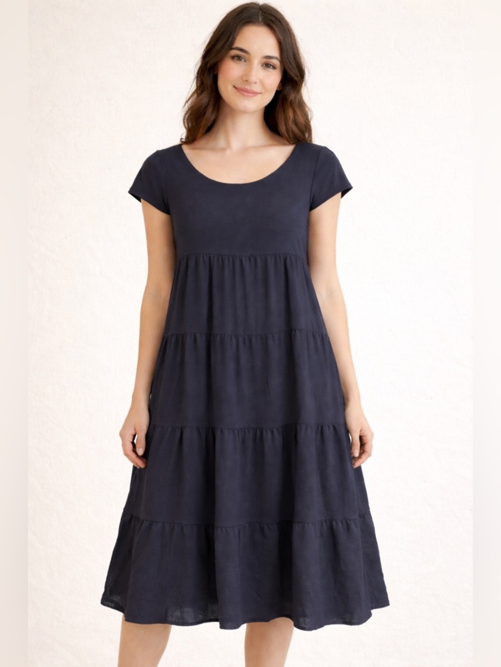 Armani Collezioni Black Wool Tiered Dress